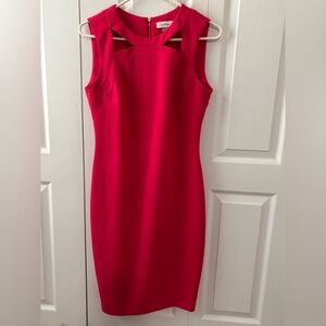Calvin Klein women’s sleeveless, bright pink sheath dress.